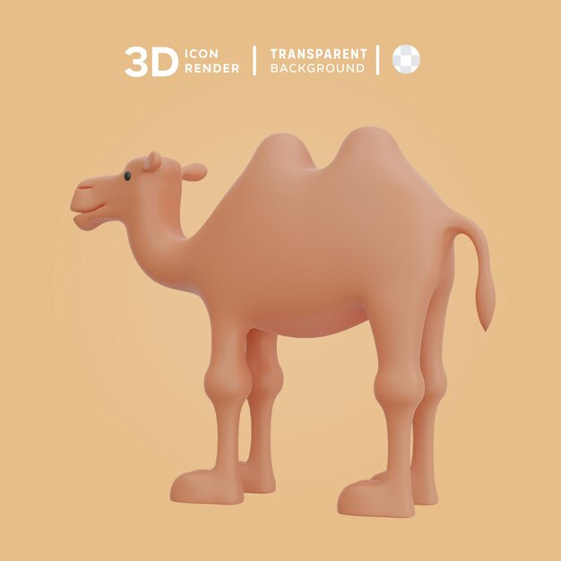 Ilustração 3d de camelo em psd