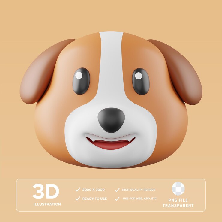 PSD ilustração 3d de cão psd