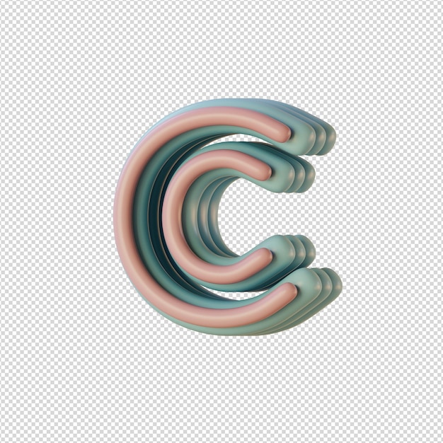 ilustração 3D de caracteres do alfabeto em estilo disco