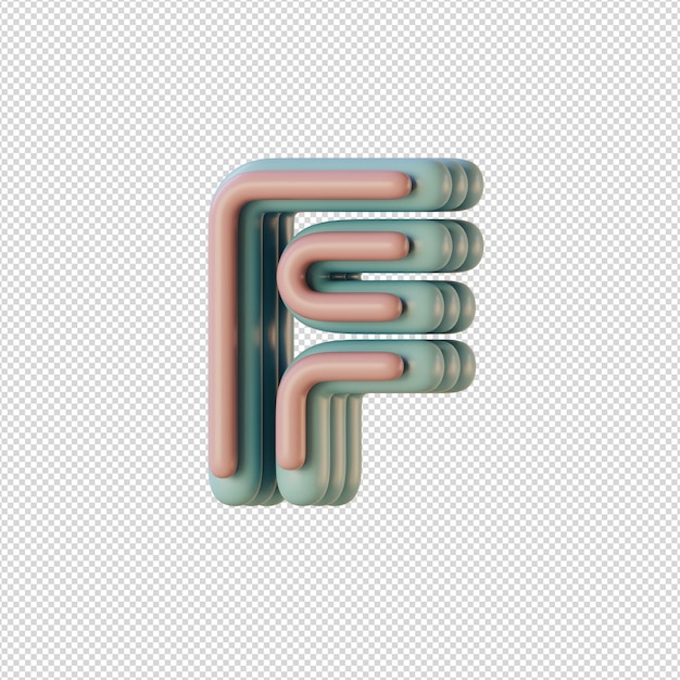 PSD ilustração 3d de caracteres do alfabeto em estilo disco