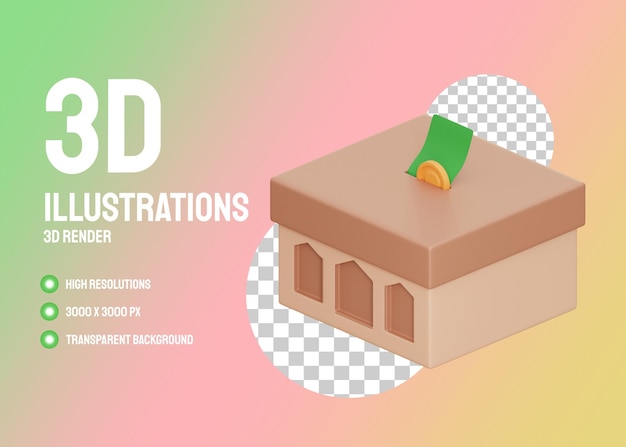 PSD ilustração 3d de caridade