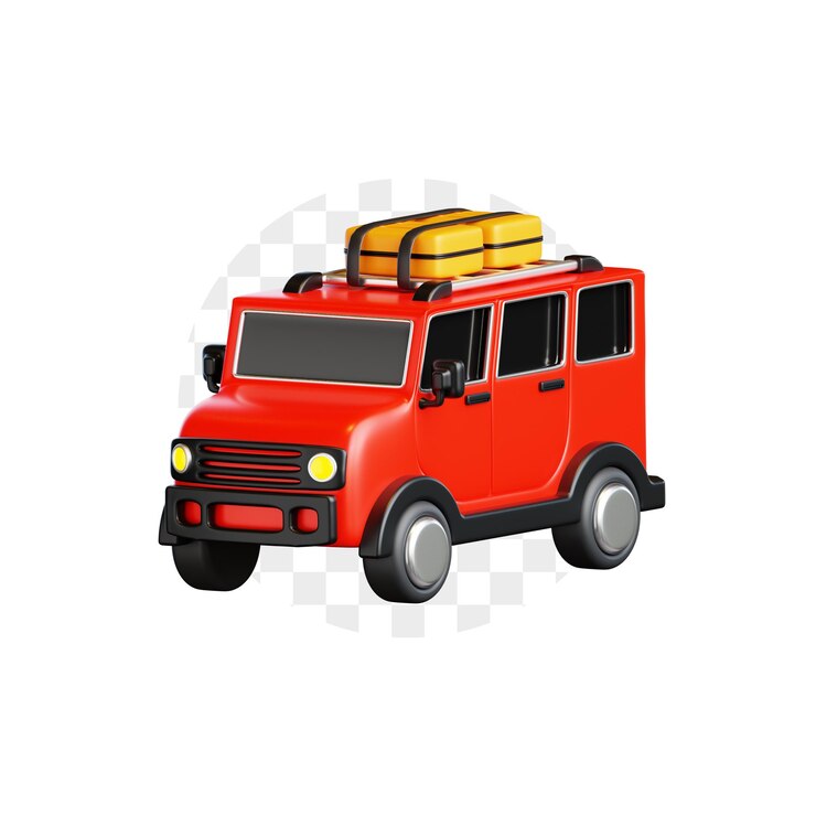 PSD ilustração 3d de carro de viagem
