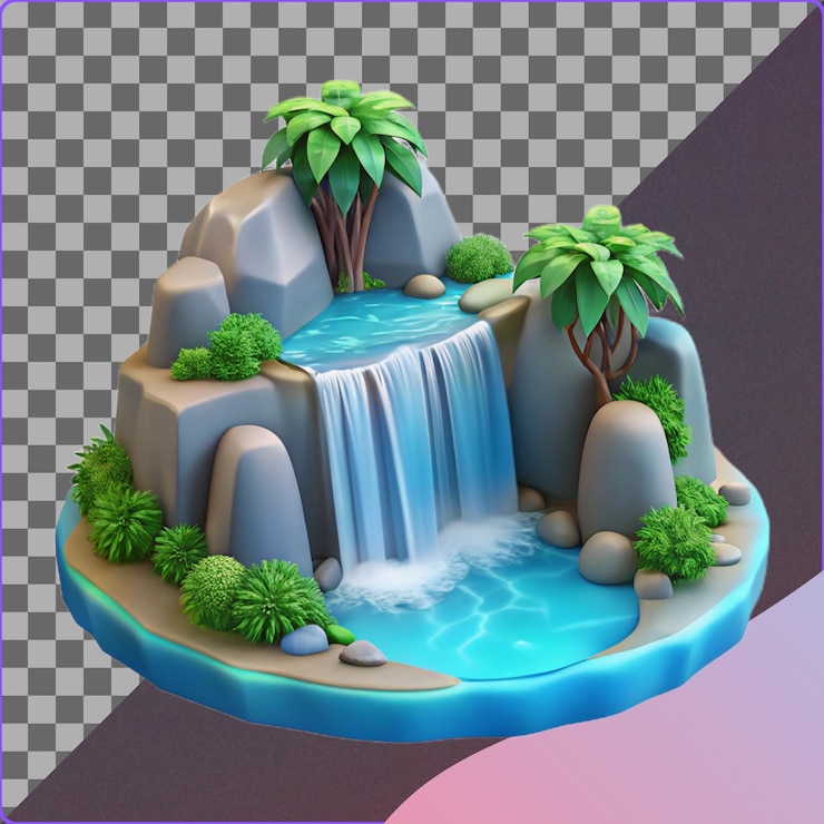 PSD ilustração 3d de cascata