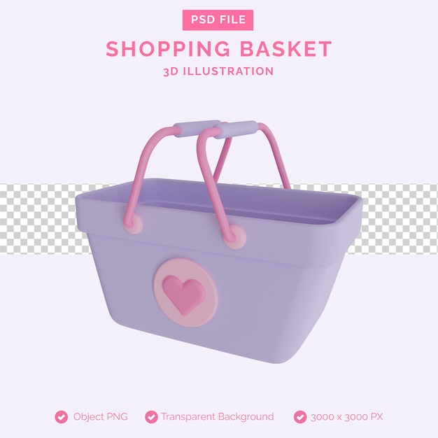 Ilustração 3d de cesta de compras