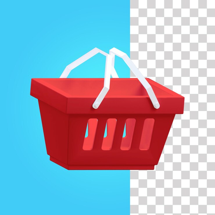 PSD ilustração 3d de cesta de compras