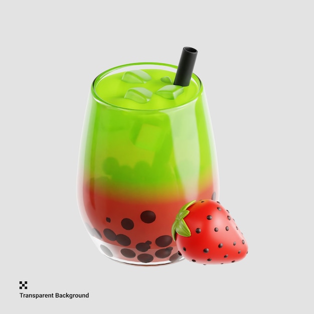 Ilustração 3D de chá de bolhas