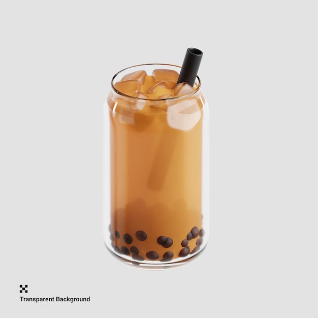 Ilustração 3D de chá de bolhas