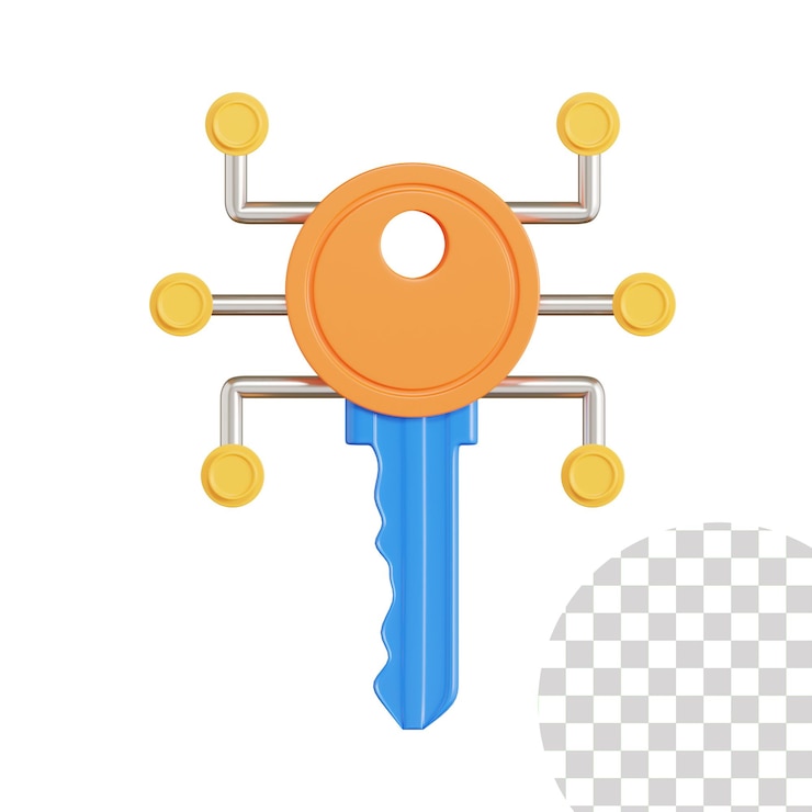 PSD ilustração 3d de chave digital