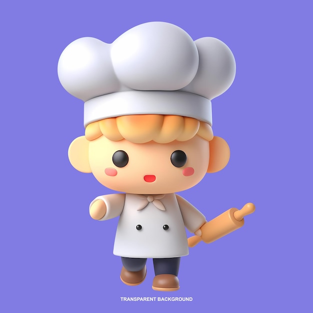 PSD ilustração 3d de chef personagem de desenho animado