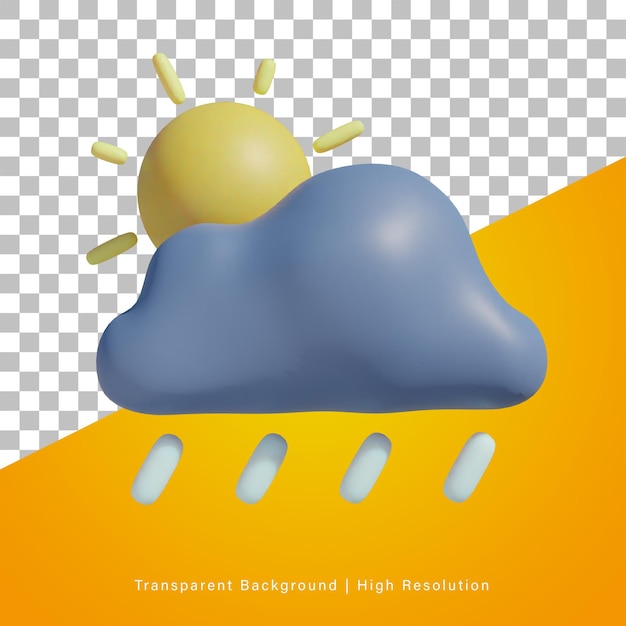 PSD ilustração 3d de chuva nublada