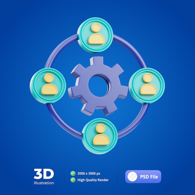 PSD ilustração 3d de colaboração em equipe