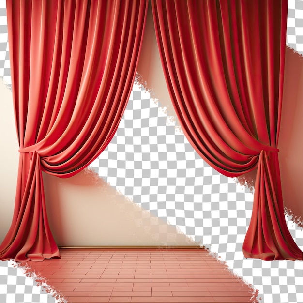 PSD ilustração 3d de cortinas de teatro isoladas em fundo transparente de cor vermelha