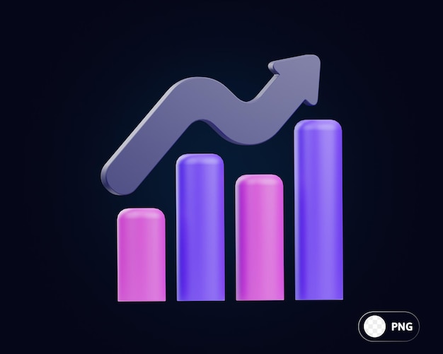 PSD ilustração 3d de crescimento de investimento