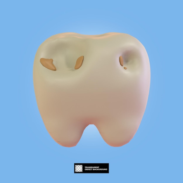 PSD ilustração 3d de dente sujo