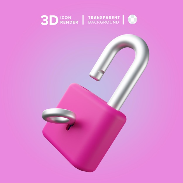 PSD ilustração 3d de desbloqueio de psd