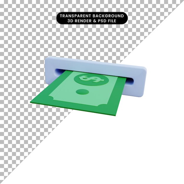 PSD ilustração 3d de dinheiro saindo da impressão