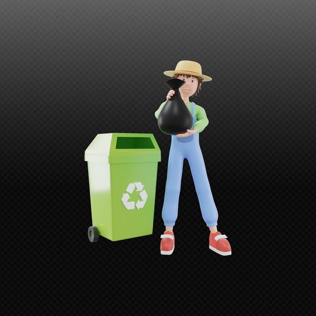 ilustração 3D de ecologia e meio ambiente com fundo transparente