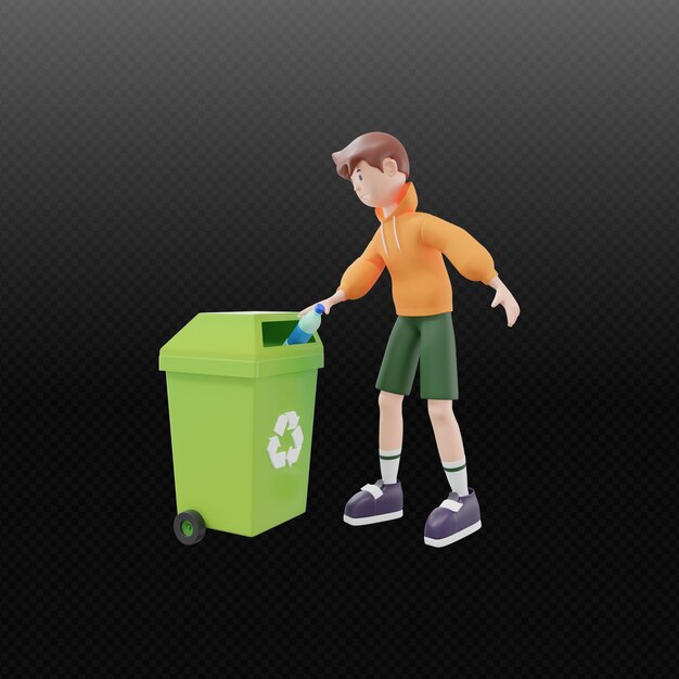 ilustração 3D de ecologia e meio ambiente com fundo transparente