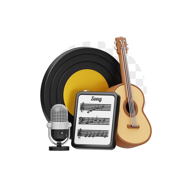 Ilustração 3D de educação musical