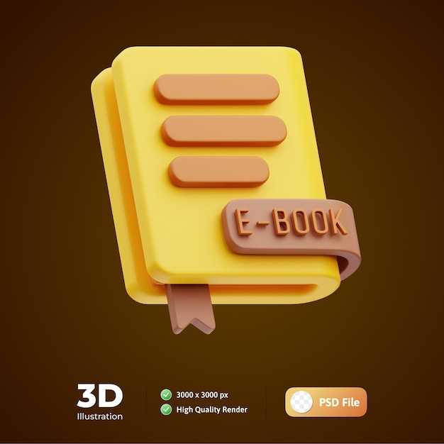 Ilustração 3d de educação on-line de e-book