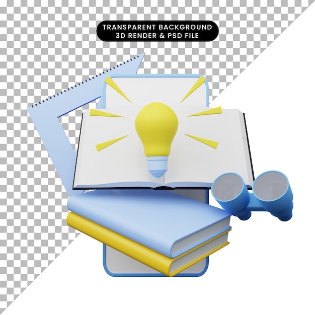 PSD ilustração 3d de educação online