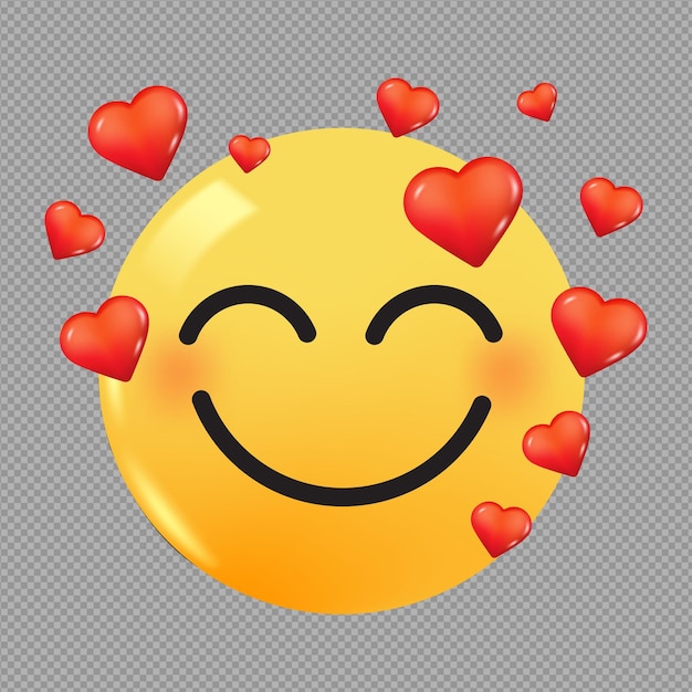 PSD ilustração 3d de emoji de amor feliz