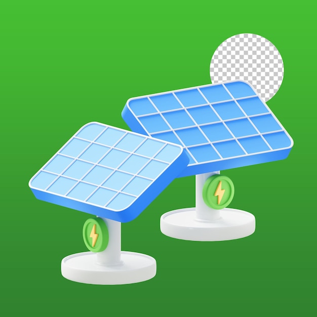 PSD ilustração 3d de energia do painel solar