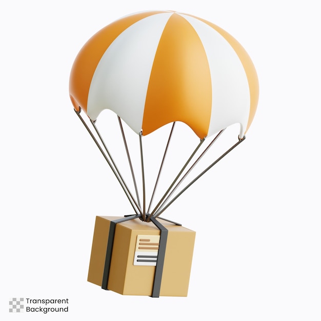 Ilustração 3D de entrega de pára-quedas
