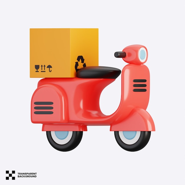 Ilustração 3D de entrega de scooters