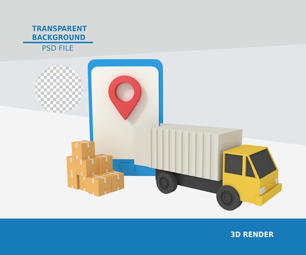 ilustração 3D de entrega online no telefone
