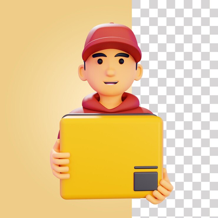 PSD ilustração 3d de entregador