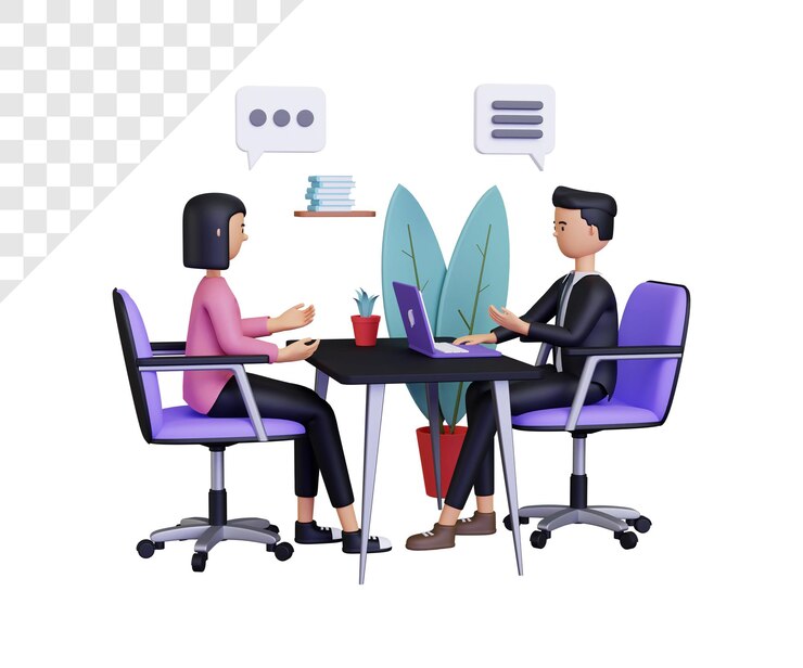 PSD ilustração 3d de entrevista para nova contratação