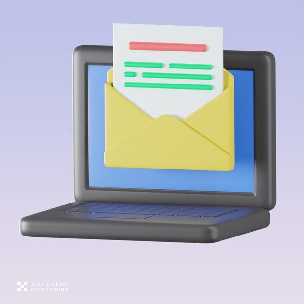 Ilustração 3D de envio de correio PSD