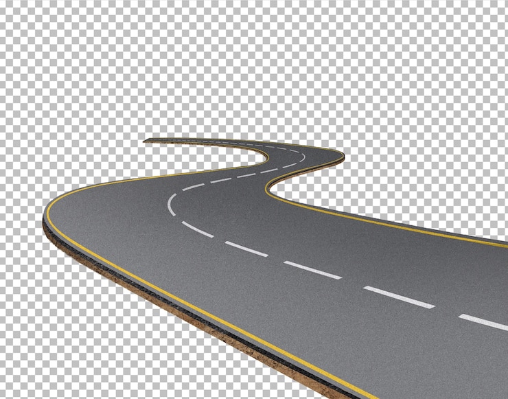 PSD ilustração 3d de estrada curva saindo de um smartphone projeto de rodovia realista isolado com telefone