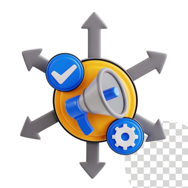 Ilustração 3d de estratégia de marketing