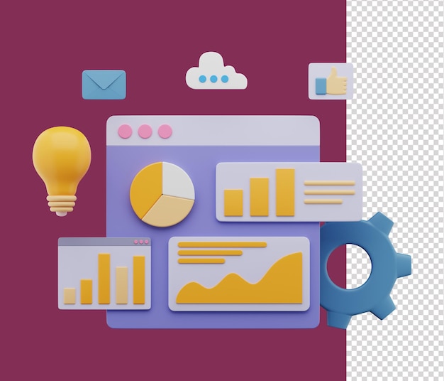 Ilustração 3d de estratégia de marketing