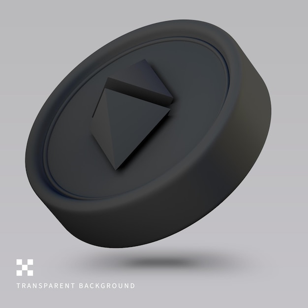 PSD ilustração 3d de ethereum preto psd