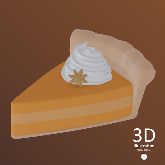 PSD ilustração 3d de fatia de torta de abóbora psd