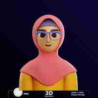 PSD ilustração 3d de ficção de personagem de desenho animado feminino usando roupas de lenço em fundo transparente