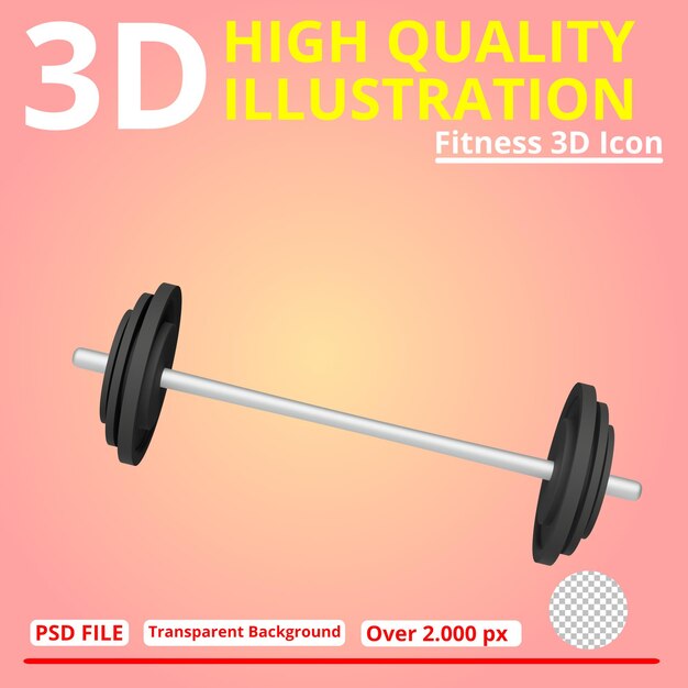 PSD ilustração 3d de fitness de barra para qualquer projeto