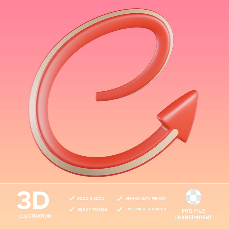 PSD ilustração 3d de flecha giratória em psd