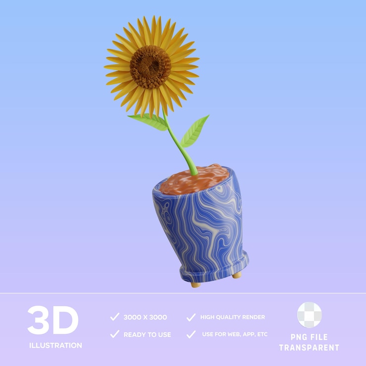 PSD ilustração 3d de flores psd