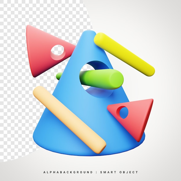 Ilustração 3d de forma abstrata de cone