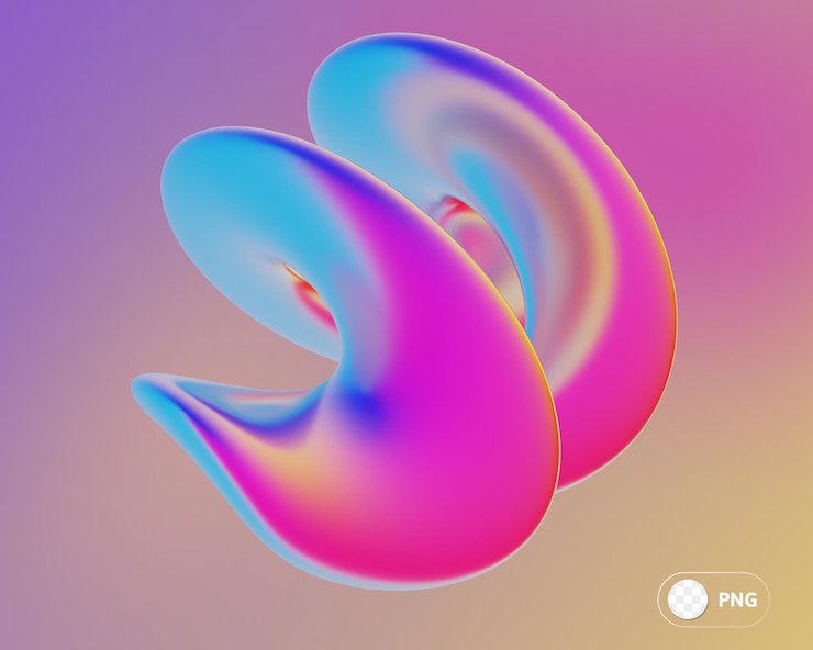 PSD ilustração 3d de forma abstrata de iridescência