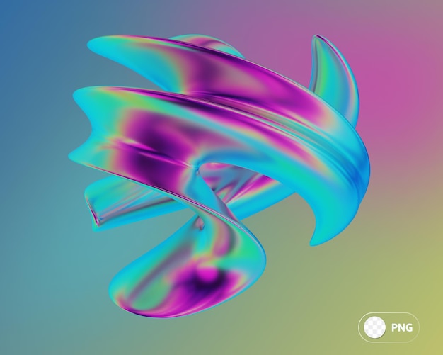 PSD ilustração 3d de forma abstrata de iridescência