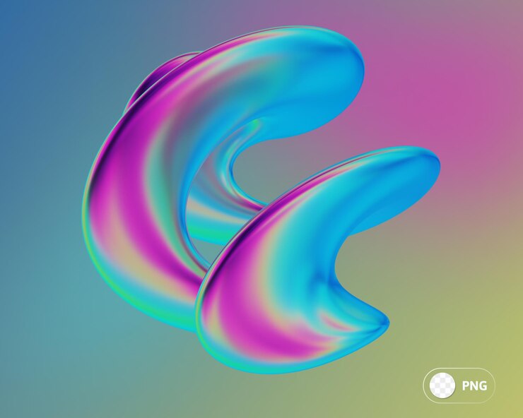 PSD ilustração 3d de forma abstrata de iridescência