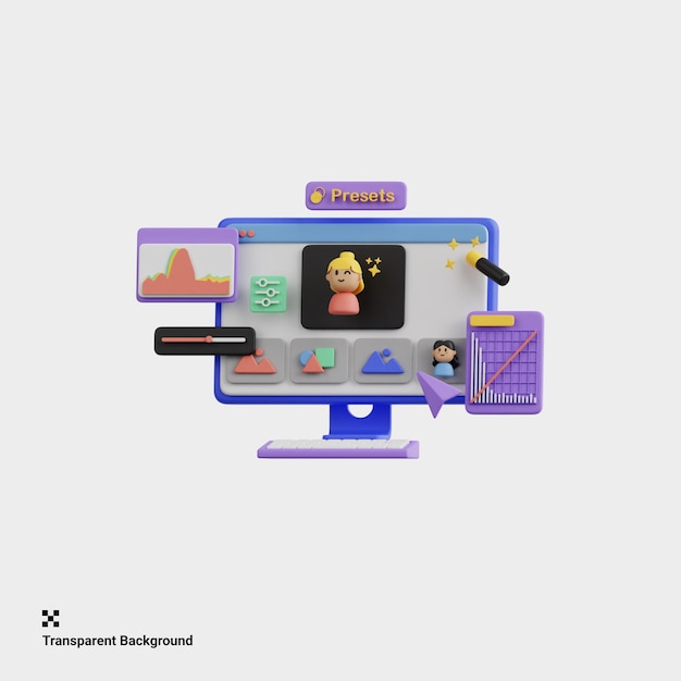 Ilustração 3D de Foto Personalizada Apresenta a Criação