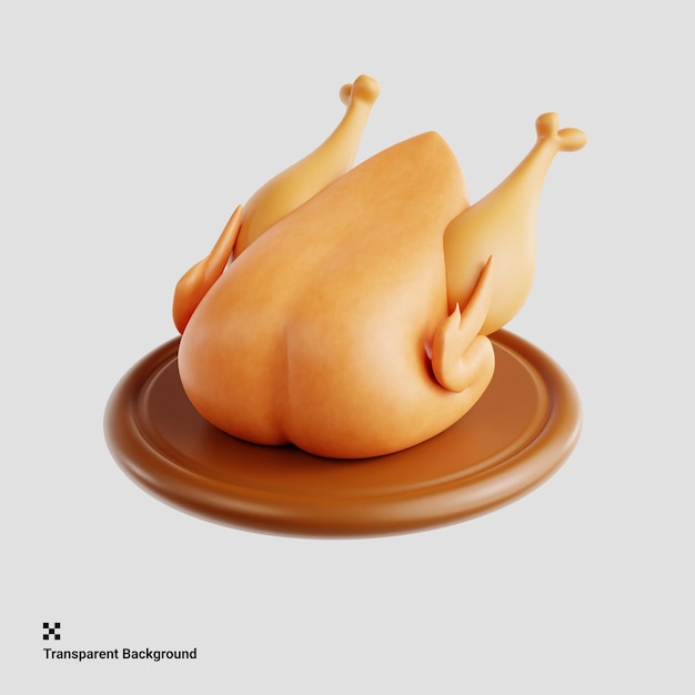 Ilustração 3D de frango assado para Oktoberfest