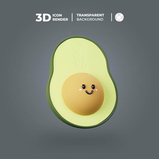 Ilustração 3D de frutas de abacate