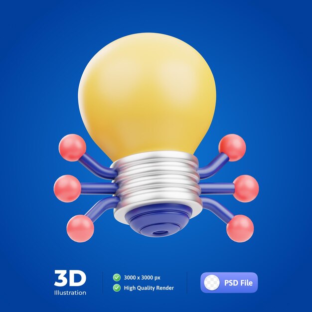 PSD ilustração 3d de geração de ideias